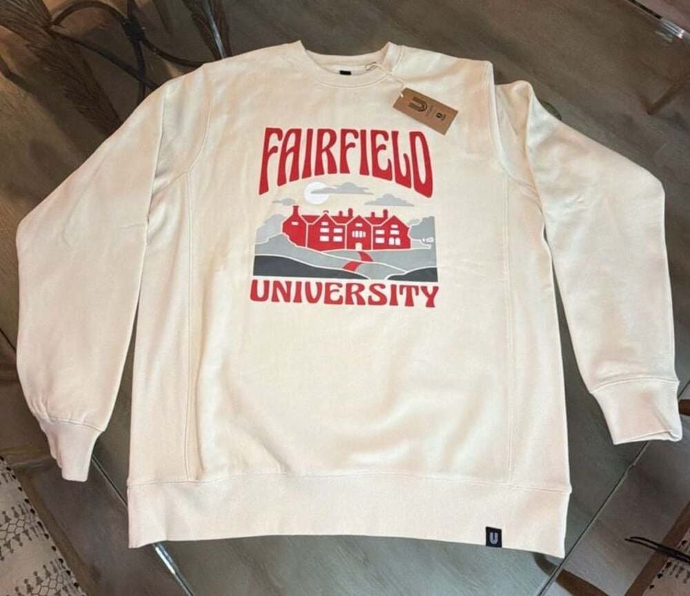 Uscape Fairfield University Cream Graphic Crewneck Sweatshirt